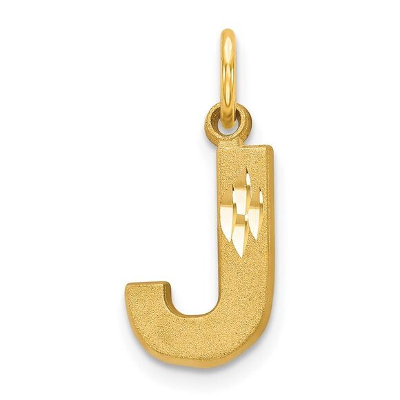 14k Yellow Gold Julia Collection Small Satin Block Initial J Pendant